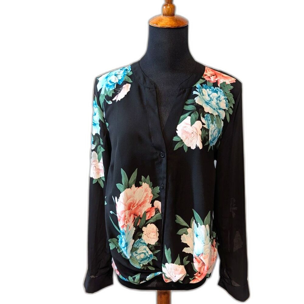 INC floral blouse with bubble hem, size S